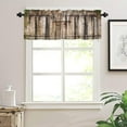 thumbnail image 3 of Rustic Wooden Barn Door Valance Curtain Farmhouse Retro Wood Plank Country Shabby Western Rod Pocket Valance Window Treatments 1 Panel Short Curtains for Kitchen Bedroom 54 x 18 in, 3 of 6
