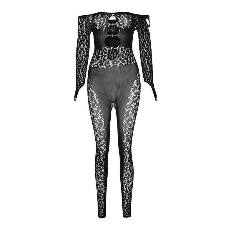 Bodysuit For Women Jumpsuit Long Sleeve See Through Leopard Bodysuit For Women Jumpsuit Long Sleeve See Through Leopard