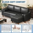 thumbnail image 5 of L-Shaped Sectional Sofa with Convertible Chaise - Modern Mid-Century Faux Leather Deep Seat Couch, Black, 5 of 5