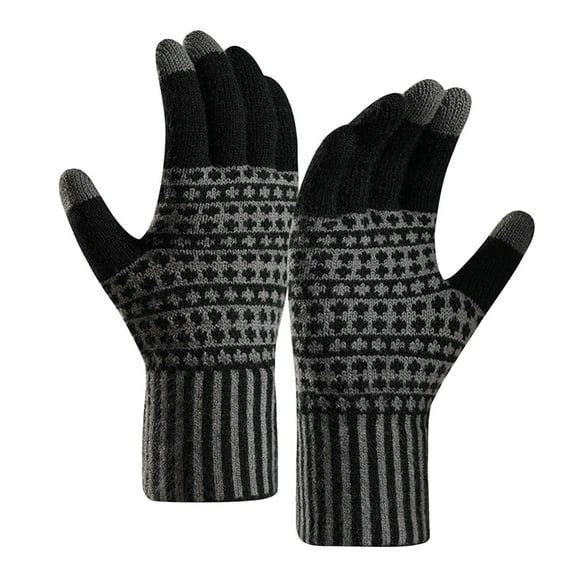 Tittly Winter Gloves Gloves for Women Women Winter Screen Gloves Warm Knit Gloves Elastic Cuff Winter Men Texting Gloves Knit Gloves Cotton Gloves Black One Size