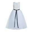 thumbnail image 2 of Ekidsbridal Floral Lace Scoop Neck A-Line White Flower Girl Dresses Keyhole Back Communion Dresses Pageant Dress 178 4, 2 of 3