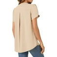 thumbnail image 4 of Otvok Tops for Women Short Sleeve Solid Comfortable Breathable V-Neck Blouses Shirt, 4 of 6