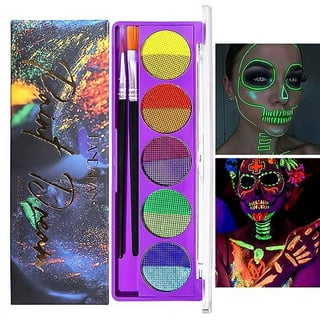 Water Activated Eyeliner Palette Neon Face Paint Colored Retro Liner Makeup  Matte Graphic Eyeliner UV Glow Fluorescent Black White Body Paint 16 Colors  