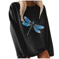 thumbnail image 1 of Women's Fashion Solid Color Butterfly Print Sweater Long Sleeves, 1 of 3