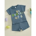 thumbnail image 5 of Kids Baby Toddler Boys Shorts Clothing Set, 6 12 18 24 Months 2T 3T 4T 5T Short Sleeve Embroidery Letters Eggs T-shirt with Shorts Easter Clothes Summer Outfit, 5 of 9