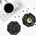 thumbnail image 4 of Picia Space Rockets Printed Leather Coasters for Drinks, 4" Drink Coasters Set of 4 for Tabletop Protection, Handmade Luxurious Home Décor and Housewarming Gift -Octagon, 4 of 6