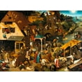 thumbnail image 2 of Bruegel the Elder, Pieter  32x25 Black Ornate Wood Framed with Double Matting Museum Art Print Titled - The Dutch Proverbs, 2 of 4