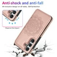 thumbnail image 6 of Dteck Embossed Flower Pattern Wallet Case for Samsung Galaxy S24 Magnetic Leather Card Slots Women Girl Case Shockproof Kickstand Flip Cover for Galaxy S24,Rosegold, 6 of 7