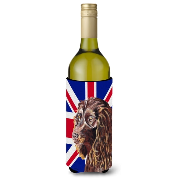 Boykin Spaniel with English Union Jack British Flag Wine Bottle Hugger