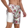 thumbnail image 3 of Picia Lilies Flowers pattern Mens Swim Trunks with Compression Liner Stretch Beach Shorts Quick Dry with Zipper Pockets No-Chafing Board Shorts-X-Large, 3 of 9