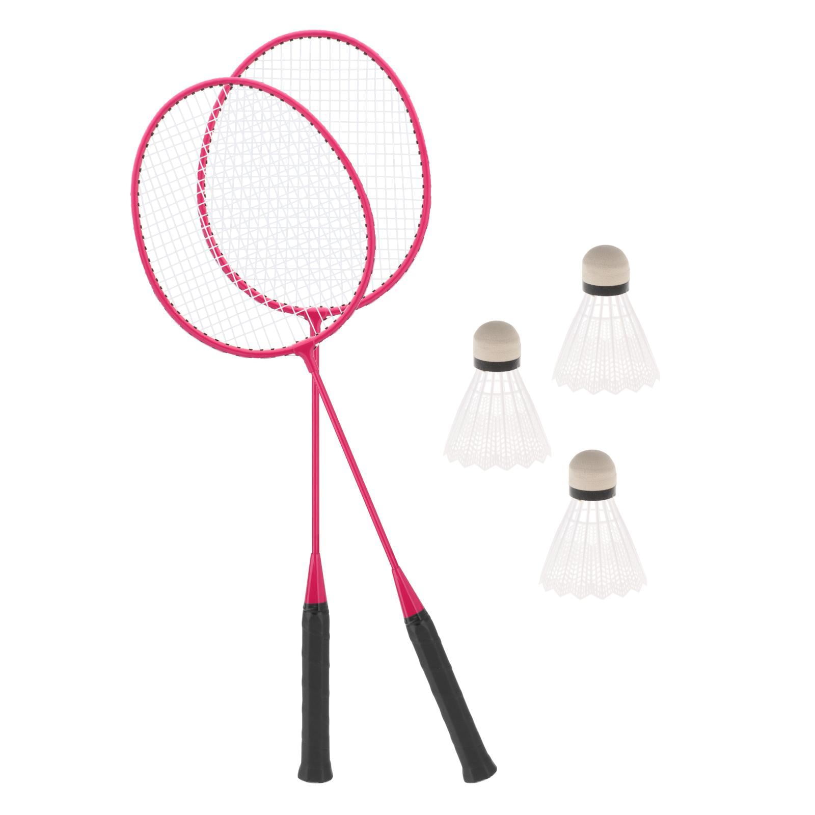 2Pcs Badminton Rackets with 3 Nylon Balls Family Training Badminton Racquets Pink
