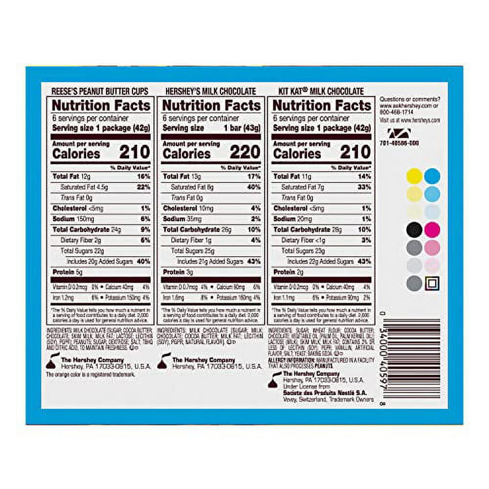 REESE'S, HERSHEY'S and KIT KAT Milk Chocolate Assortment Full Size, Individually Wrapped Candy Bars Variety Pack, 27.3 oz (18 Count)