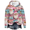 thumbnail image 2 of pimelu Christmas Sweater Christmas Hoodies for Women Fashion Santa Claus Print Graphics Thickened Hooded Sweatshirt Plus Size Ladies Long Sleeve Pullover Tops, 2 of 3