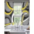thumbnail image 3 of Yellow Geometric Semi Sheer Curtains 72 Inch Length 2 Panels Set, Gray Black Retro Abstract Stripes Lines Sheer Kitchen Curtain Privacy Voile Window Curtain for Living Room Bedroom Rod Pocket Drapes, 3 of 7