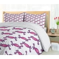 thumbnail image 5 of Ambesonne Nautical Duvet Cover Sets, Sea Crabs Doodle, 2-King, Fuchsia and White, 5 of 7