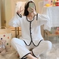 thumbnail image 3 of Pijama de mujer otoño e invierno con lazo tipo cárdigan de franela traje de dulce hogar, 3 of 5