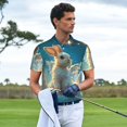 thumbnail image 3 of Balery Cute Angel Winged Rabbit Camisa Polo de Hombre con Estampado, de Manga Corta y Tejido Medio, Camisa Tipo Golf Polo-Large, 3 of 6