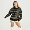 thumbnail image 2 of Women's Gameday Couture Black San Francisco 49ers Relaxed Drop Shoulder Hype Era Rhinestone Text Sweatshirt, 2 of 5