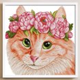 thumbnail image 1 of Cuadros Decorativos Hilo de bordar Parcial Eco-algodón 16CT Impreso Gato Kit de punto de cruz Obra de arte DQrwqpou embutido en tela, 1 of 1