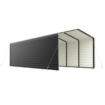 ALEKO Steel Carport with Corrugated Roof and Sidewall Panels 12 x 26 ft  Black