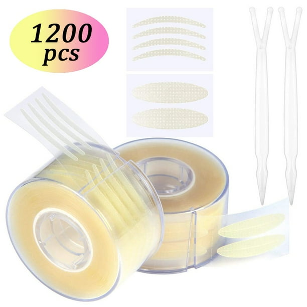 Fiudx Tiras Invisibles para Levantamiento de Párpados, Fibra Adhesiva de Uso Médico, Párpado Doble Natural, Ojos Más Redondos, Párpados Encapuchados, Paquete de 1200 Unidades, Fácil Aplicación, Inclu