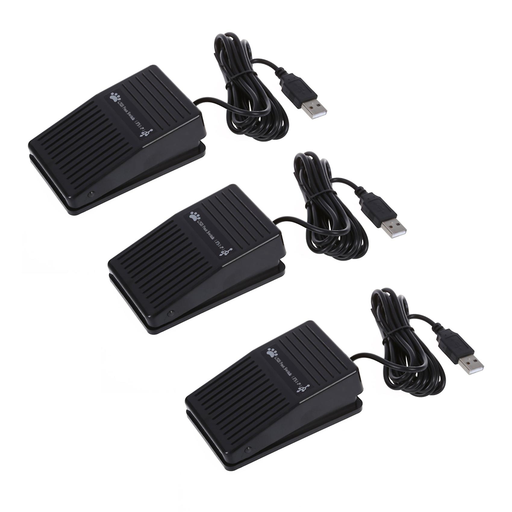 3x Usb Foot Pedal Switch Control Keyboard Action compatible Pc Computer