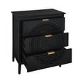 thumbnail image 4 of 3-Drawer Hollow-Carved Accent Cabinet, Solid Wood Storage with Metal Handles for Bedroom Living Room Entryway, Child-Safe Anti-Tip Design, Black, 4 of 9