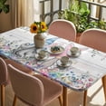 thumbnail image 3 of Gnomes Easter Table Cloths for 4 Foot Rectangle Tables, Colorful Spring Floral Weeping Eggs Wooden Patio Waterproof Elastic Fitted Tablecloths, Washable Rectangular Table Cover for Camping, 3 of 8