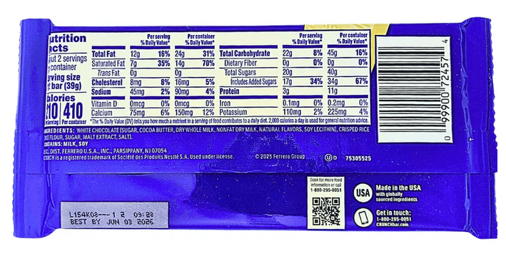 Crunch White Share Size 2.7oz 18ct