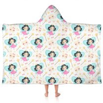 Fairy Tale Princess Pattern Hooded Bath Towel，50"x30" for Ages 3 To 12 Kids, Quick Dry Lightweight Soft Microfiber Hood Beach Towel Cover Up for Kids