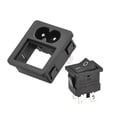 thumbnail image 2 of Unique Bargains C8-8 Panel Mount Plug Adapter AC 250V 2.5A 2 Pins 2mm Buckle IEC Inlet Plug Power Socket w 4P ON-OFF Switch 2pcs, 2 of 4