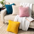 thumbnail image 6 of PAVILIA Fluffy Mustard Yellow Throw Pillow Covers, Decorative Accent Pillow Cases for Bed Sofa Couch, Soft Faux Fur Cushion Cover, Square Sherpa Pillowcases, Home Room Decor, Yellow, 18x18 Set of 2, 6 of 9
