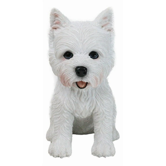Realistic Adorable Sitting White Westie Dog Puppy Home Decor Figurine 6"H