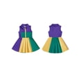 thumbnail image 2 of BemeyourBBs Kids Toddler Baby Girls Mardi Gras Outfits Carnival Clothes Summer A-line Dress Sleeveless Lapel Zip Up Contrast Color Dress, 2 of 8