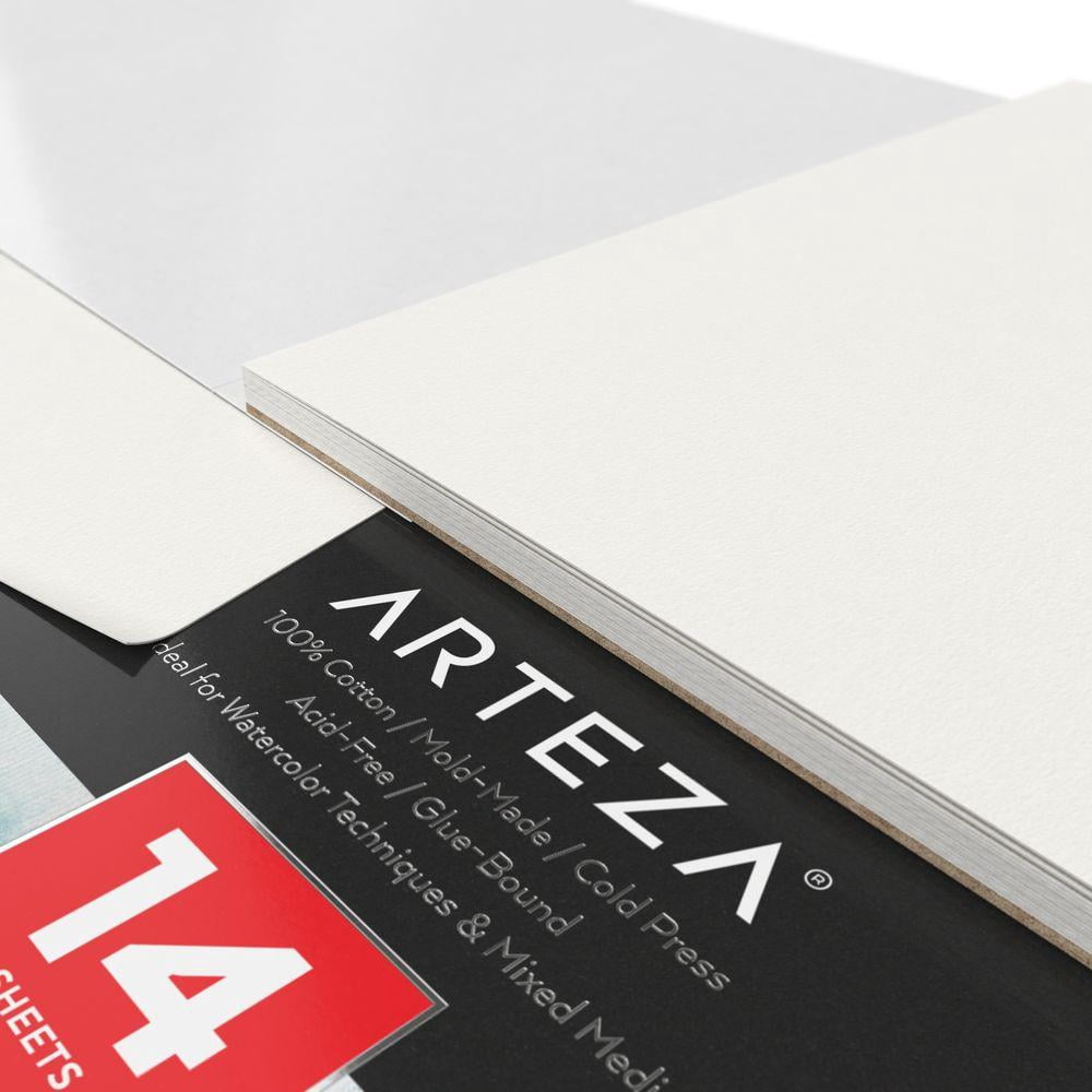 Arteza Watercolor Paper Pad, White DIY Frame, Bleed-Proof Paper, 9"x12", DIY Ready-to-Hang Artwork Kit - 14 Sheets