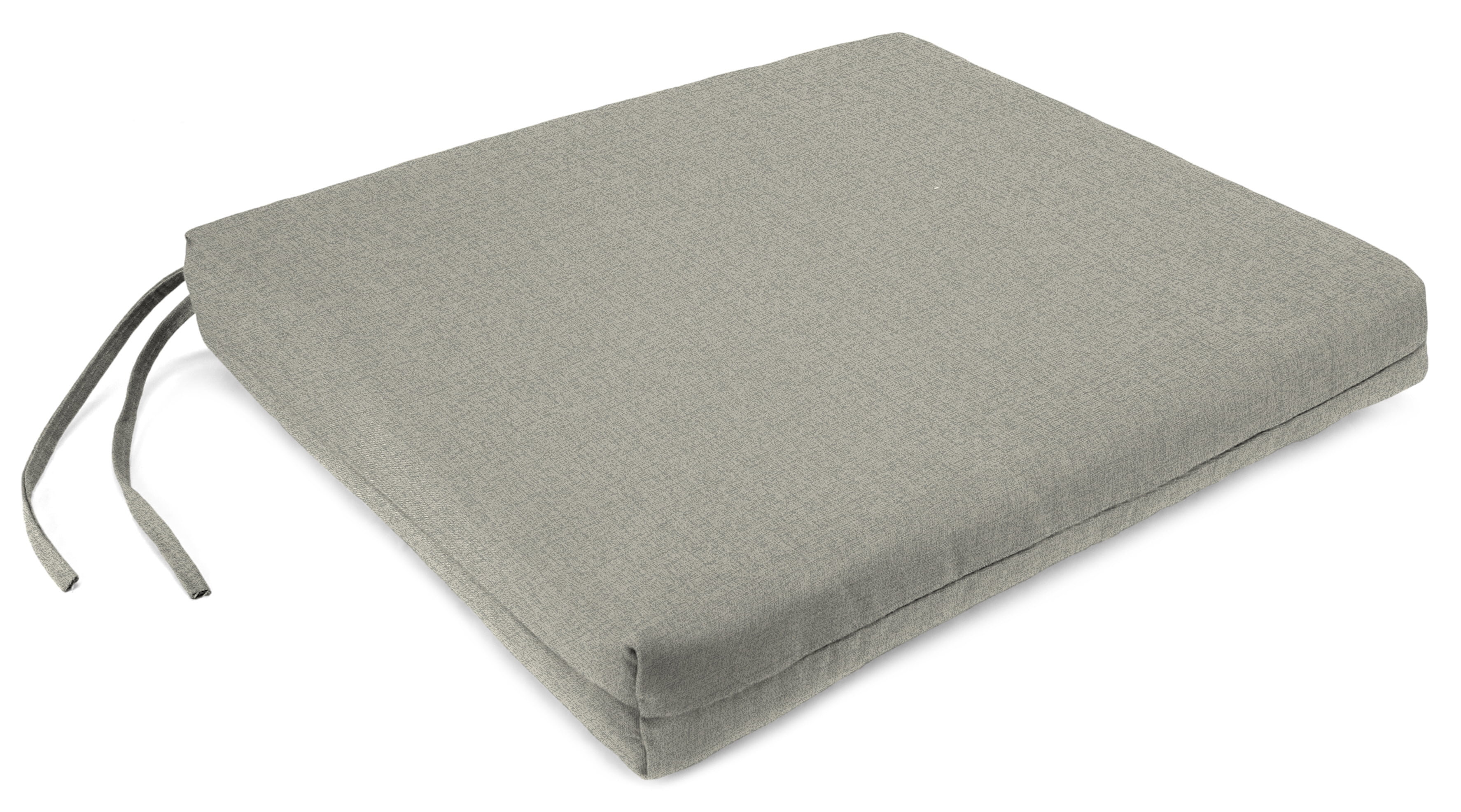 Jordan Manufacturing 17" x 19" McHusk Stone Grey Solid Rectangular Outdoor Chair Pad Seat Cushion with Ties (2 Pack)