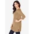 thumbnail image 3 of Roaman's Women's Plus Size Cotton Ultimate Boatneck Tunic With Side Slits, 3 of 6