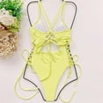 thumbnail image 5 of Clearance asdoklhq Swimsuits for Women Plus,Women One-Piece Bikini Solid Color Swimwear Swimsuit Beachwear Set, 5 of 6