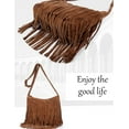 thumbnail image 7 of Women'S Retro Hippie Suede Tassel Messenger Bag Fashion Adjustable Western Hobo Crossbody Shoulder Handbags (brown,Medium), 7 of 7