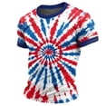thumbnail image 3 of Men’s Patriotic Tie Dye Ringer T-Shirt, Red White and Blue Short Sleeve Casual Tee, 3 of 4