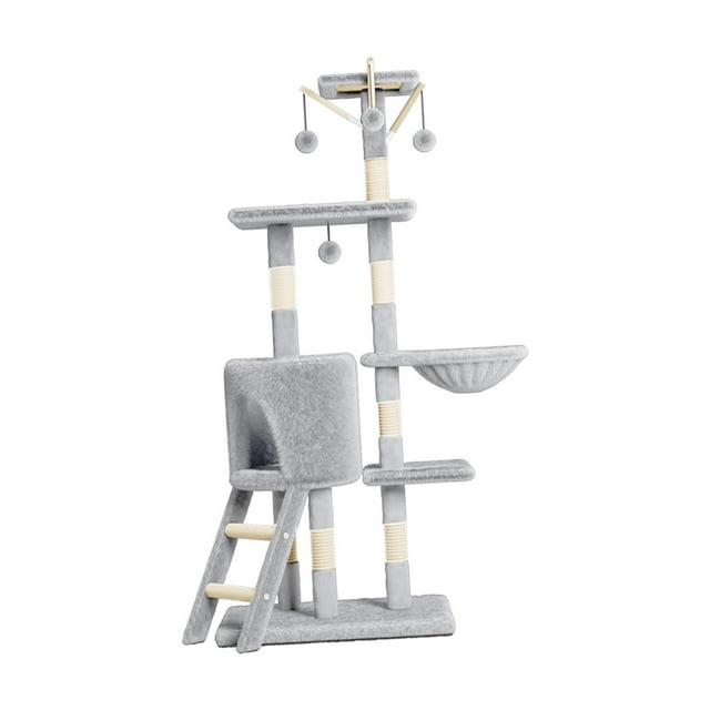 Centro de actividades de para gatos, muebles de cama para gatos, juguete de varios niveles, hamaca interactiva para gatos, torre para gatos de Gris claro
