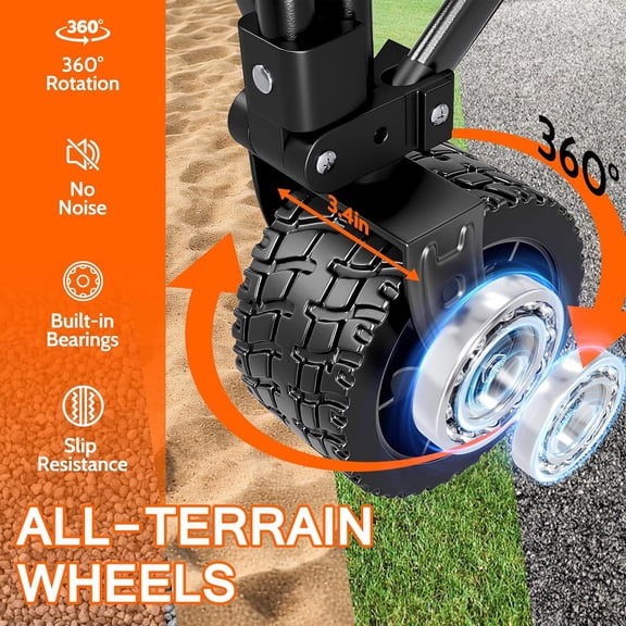 Collapsible Wagon with Big Wheels, Beach Wagons Carts Foldable with All-Terrain Wheels, Large Weight Capacity Heavy Duty Carts with Cup Holders for Camping, Garden, Sports, Grocery, Carbon Black