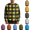 thumbnail image 5 of Men's Plaid Knit Sweater Long Sleeve Crew Neck Casual Pullover Top, 5 of 5