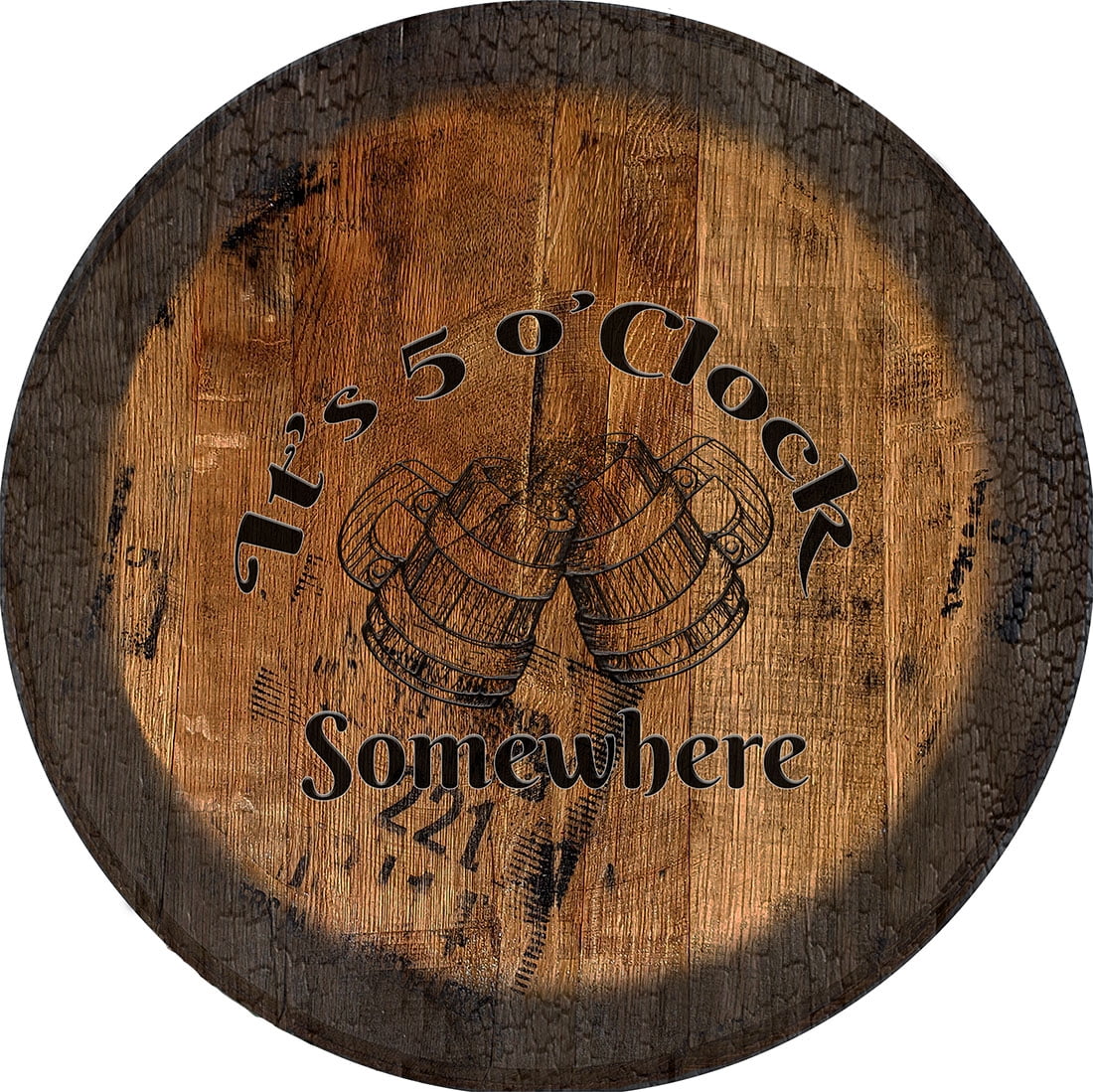 Old Beer 5 O Clock Five Oclock Somewhere Sign Whiskey Barrel Wood Wall