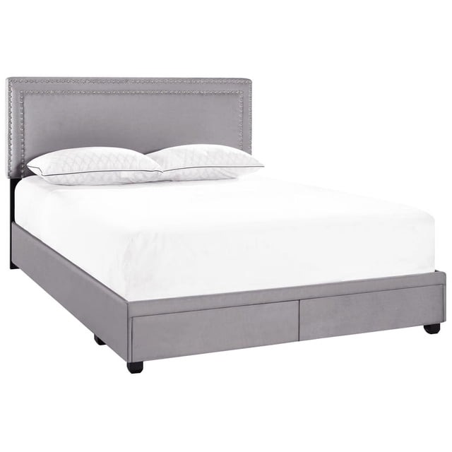 HomeFare Lit de Rangement Grand en Tissu Gris Glacier
