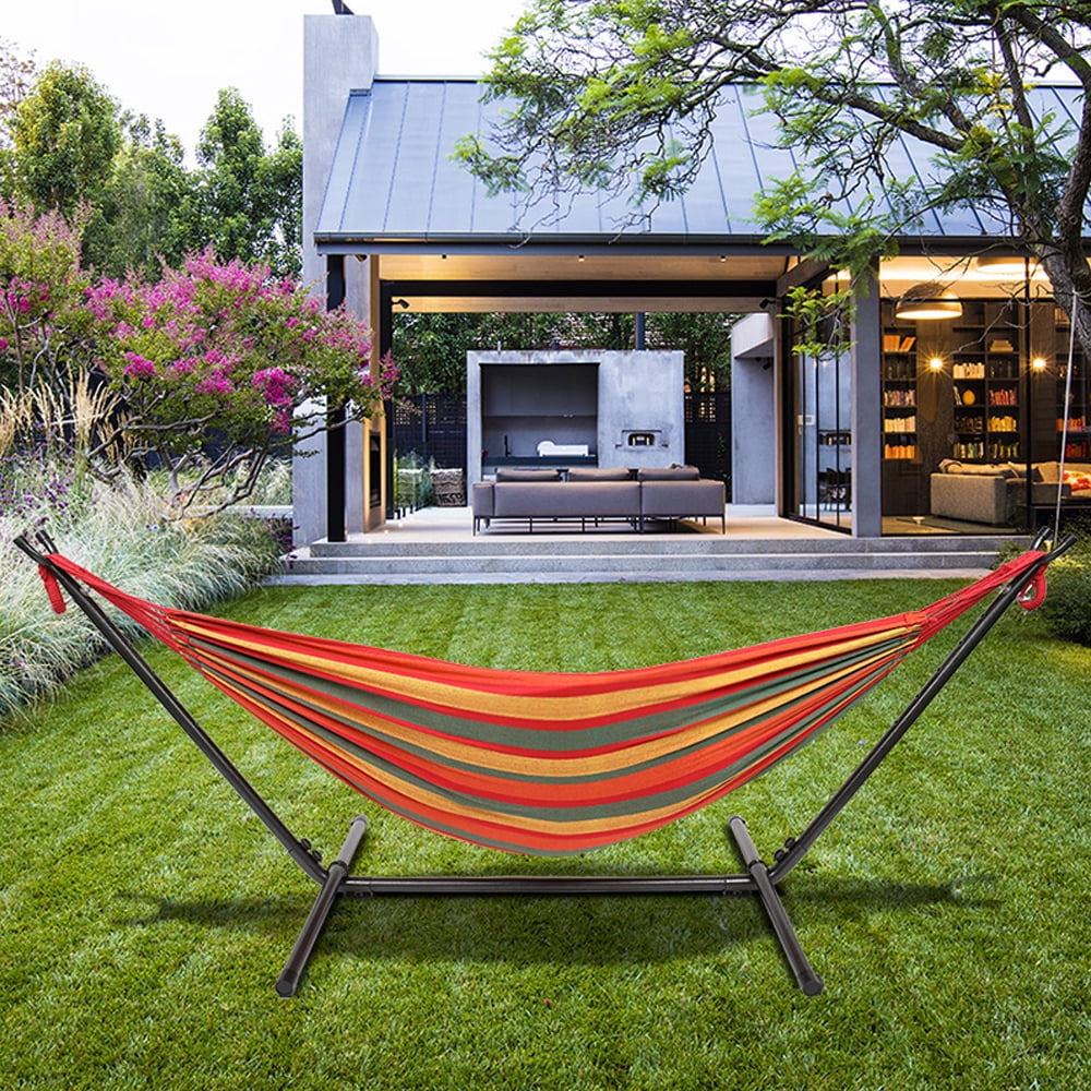 Double Hammock with Stand, 2 Person Heavy Duty Hammock, 103" Large Size Classic Hammock for