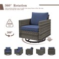 thumbnail image 3 of PARKWELL Contemporary Outdoor Swivel Rocking Chair Set of 2,Patio Wicker Swivel Lounge Glider Chair for Porch Balcony Yard,Gray/Navy, 3 of 8