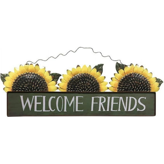 Attraction Design Vintage Sunflower Decor Welcome Sign for Front Door, Garden Themed Welcome Door Sign Hanging Metal Welcome Wall Plaque Home Garden Decor (Sunflower Welcome Sign-A)