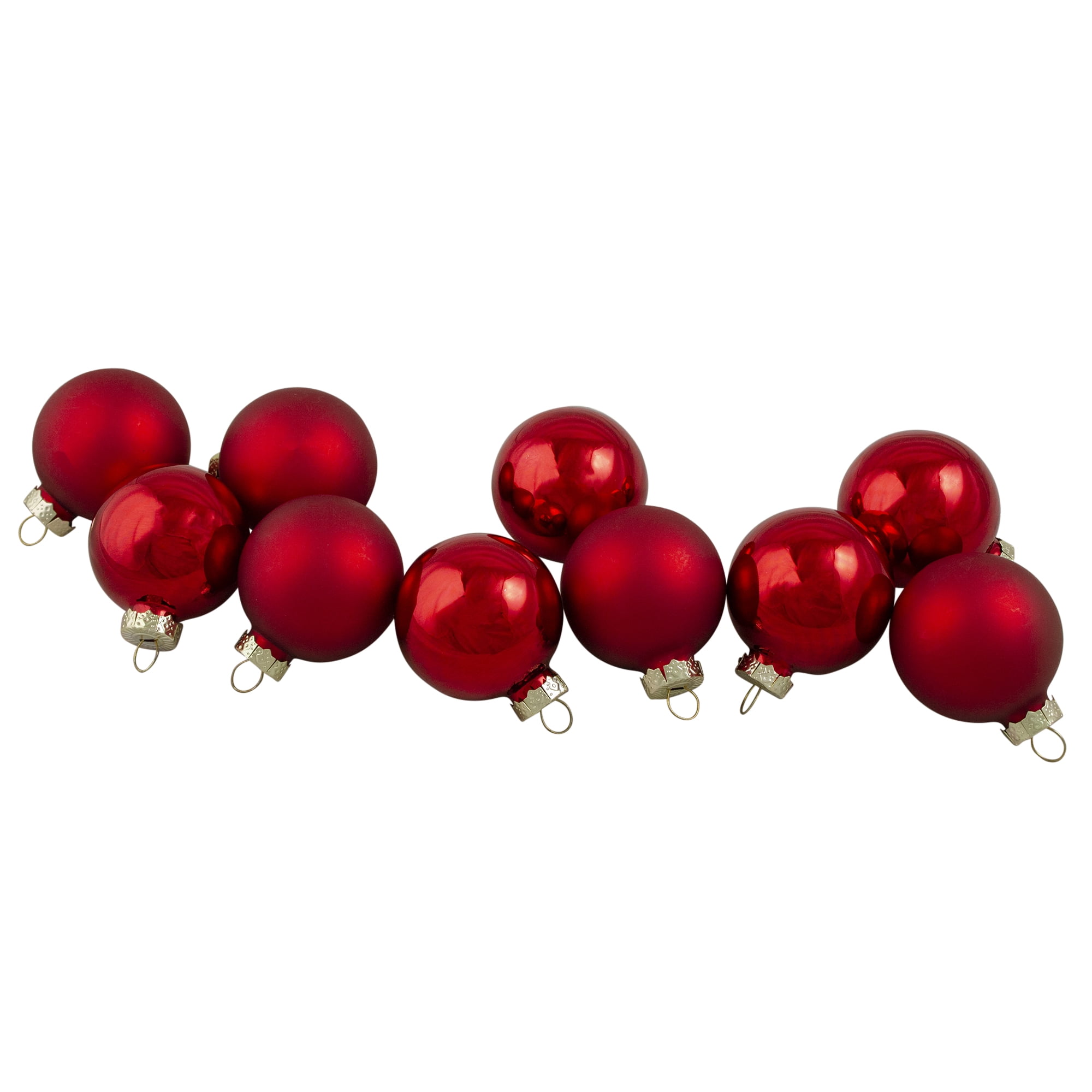 10ct Red 2Finish Glass Christmas Ball Ornaments 1.75" (45mm) Walmart