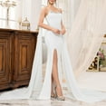 thumbnail image 6 of ZQUUVOU Women's Bridal Gown Sleeveless V Neck Open Back Flowy Slit Skirt Spaghetti Strap Wedding Dress Formal Gown White, 6 of 6